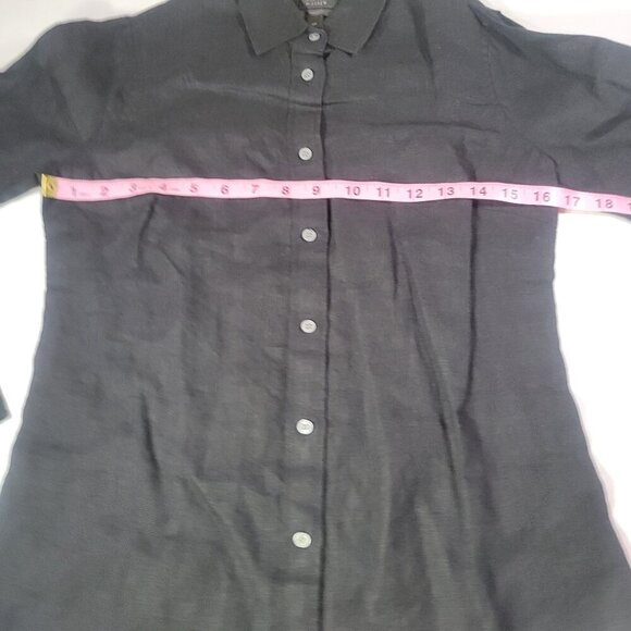 J.Crew Baird McNutt Petite Black Irish Linen Long-Sleeve Button-Down Shirt Sz S - Picture 5 of 8